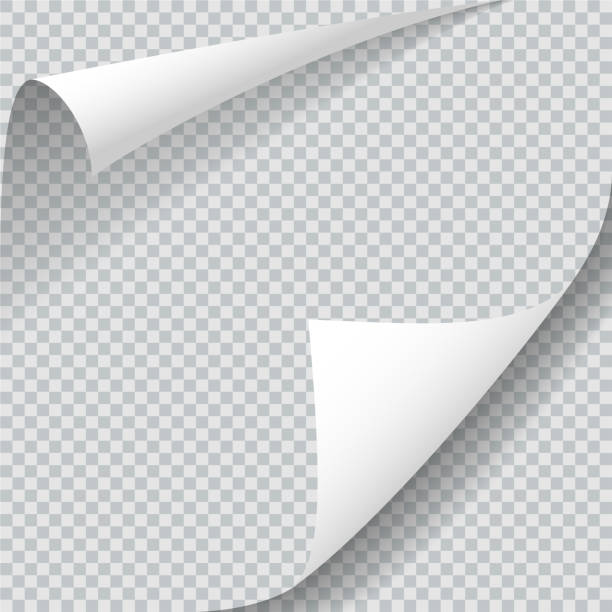 2 trransparent Sourled corners. Paper sheet with 2 curled corners. Realistic shadow isolated on transparent background. Vector design illustration corner tip stock illustrations
