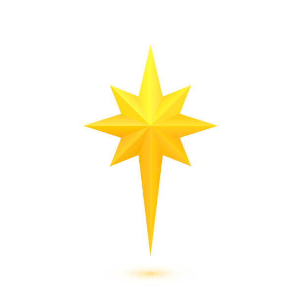 ilustrações de stock, clip art, desenhos animados e ícones de bright golden christmas star - cross cross shape shiny gold