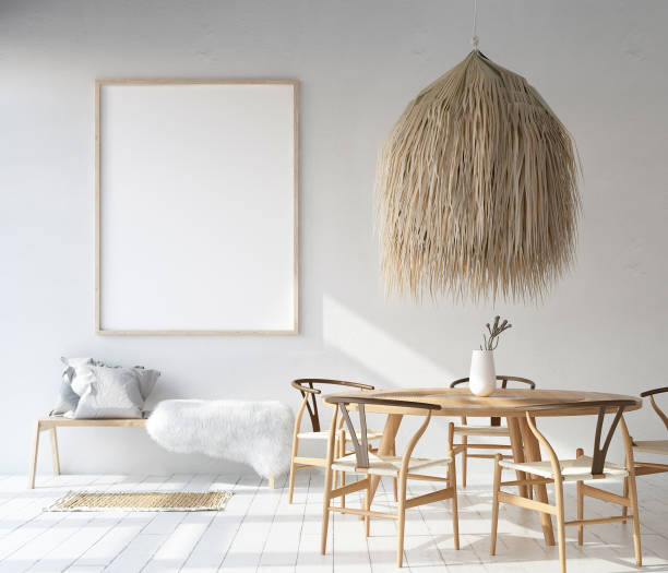 istock Home interior with poster mockup, Scandinavian Bohemian style 1081339462