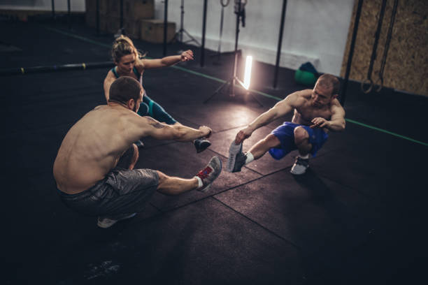 istock Fit friends training in gym 1081340276