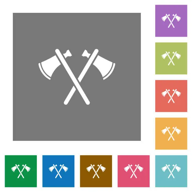 Vector illustration of Two tomahawks square flat icons