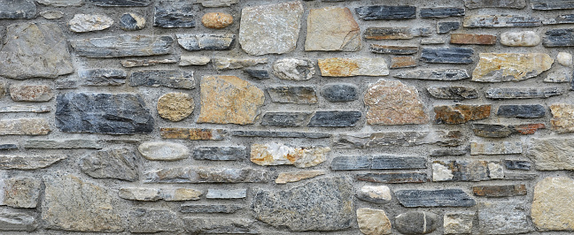 Old village house made of stone wall.Background space for text.Liquid soil.Tone in earth colors.