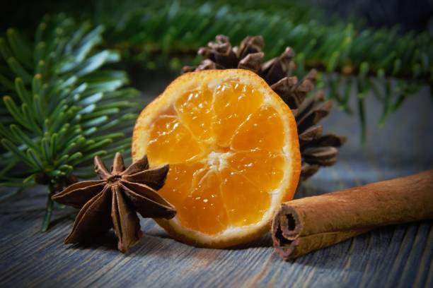 istock Lemon, cinnamon and badian next to pine branch 1081353106