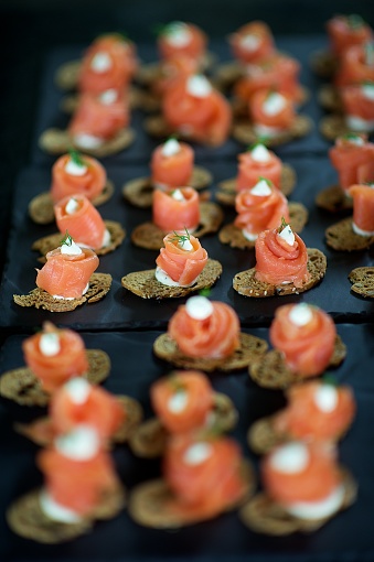Amazing Canapés Salmon Roses at a wedding celebration party predrinks Cape Town South Africa