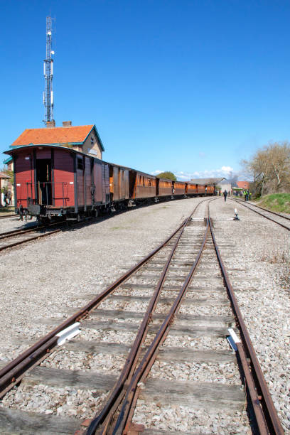 istock Old steam train parked at the station 1081361624