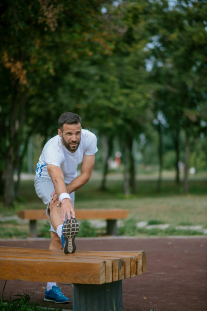 istock Young sportsman on training outdoors 1081362052