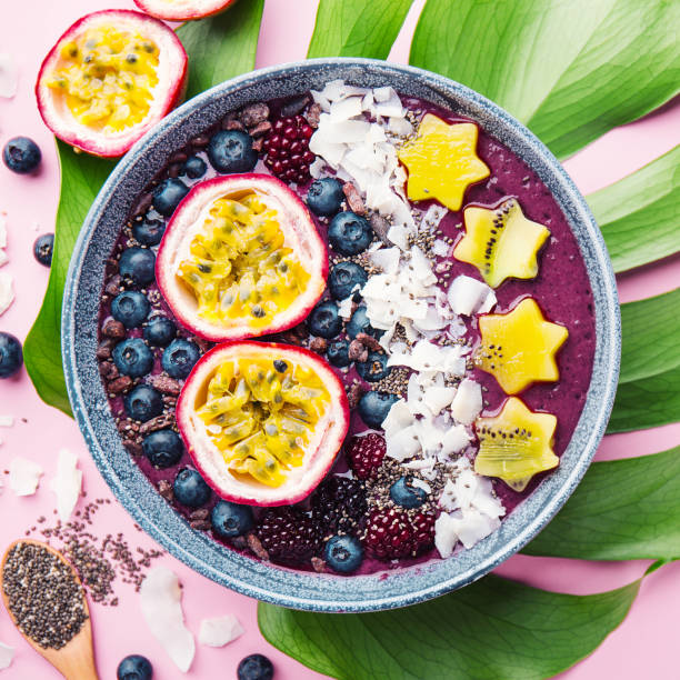 istock Smoothie acai bowl served in bowl 1081366440