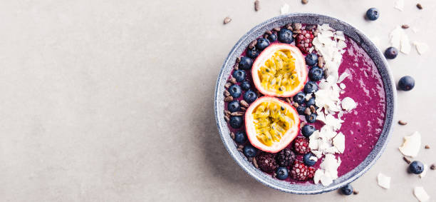 istock Smoothie acai bowl served in bowl 1081367110