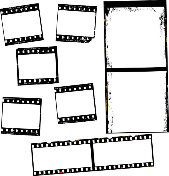 fotografischer film, film-streifen, verschiedene formate, negativs, bilderrahmen, kostenlose textfreiraum, vektor - hoch position fotos stock-grafiken, -clipart, -cartoons und -symbole