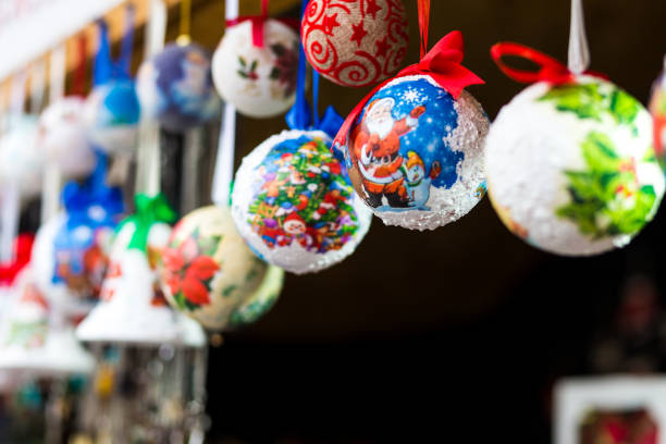 istock Baubles and Decorations on display at Christmas Market 1081389816