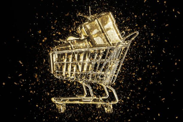 istock Gold shopping cart concept 1081395972