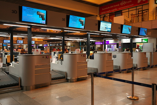 Bangkok,Thailand-December 9, 2018: Departure floor of Don Mueang International Airport, Bangkok, Thailand