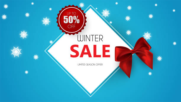 istock Winter sale vector poster or banner with discount text, background for shopping promotion. Vector illustration. 1081411790