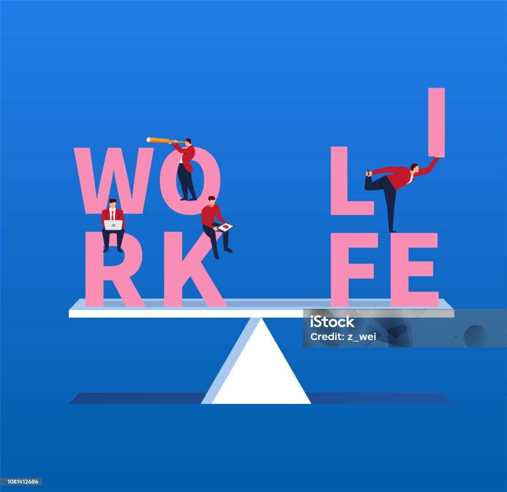 Leben und Arbeit ausgewogen halten - Lizenzfrei Lebens-Ausgewogenheit Vektorgrafik