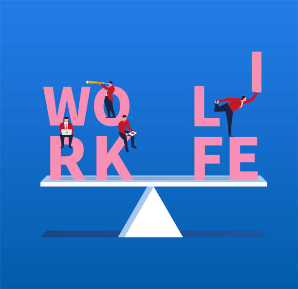 Keep life and work balanced Keep life and work balanced weight scale illustrations stock illustrations