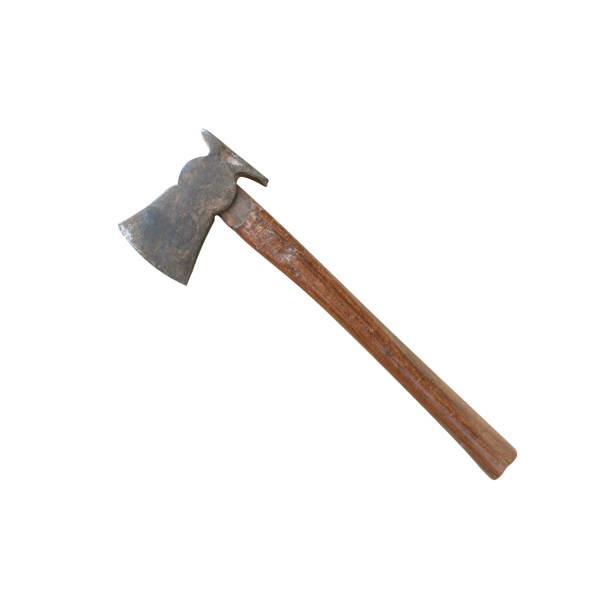 istock Old ax with wooden handle isolated on white background with clipping paths 1081416102