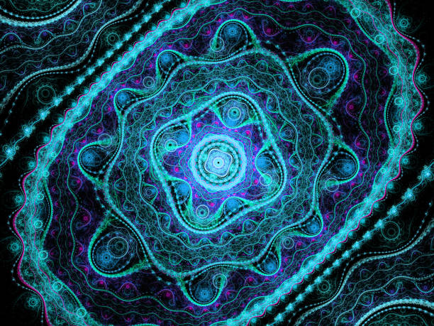 istock Abstract illustration of a fractal pattern on black background 1081418144