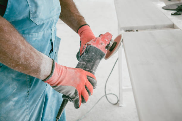 istock Polishing Marble At The Workshop 1081422222