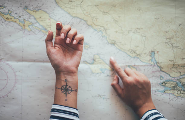 Lets Travel Somewhere Stock Photo - Download Image Now - Tattoo,  Navigational Compass, Arm - iStock