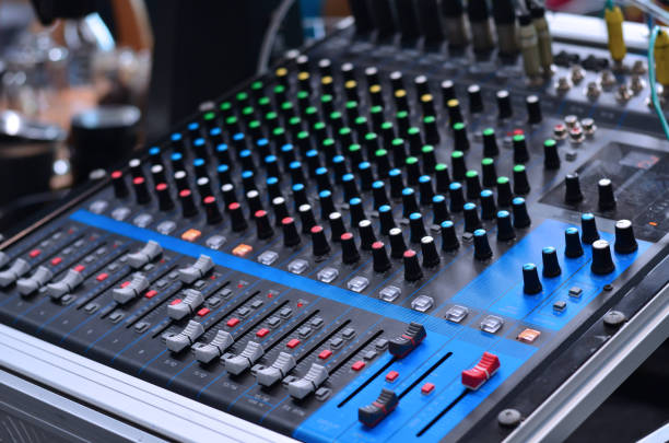 istock Sound mixer control panel in wedding ceremony 1081428550