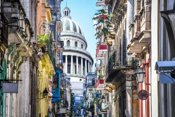 Alley Near El Capitolio Building In Havana, Cuba