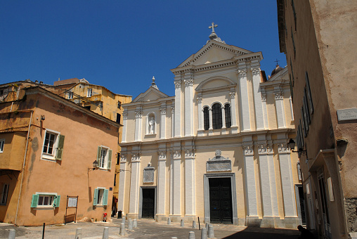 Facade of Cathedral of Massa, dedicated to Saints Peter and Francis and consecrated in the 14th century