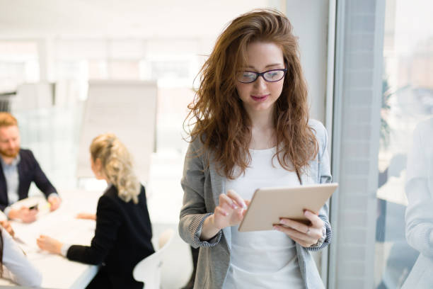 istock Portrait of attractive business partners using tablet 1081432002