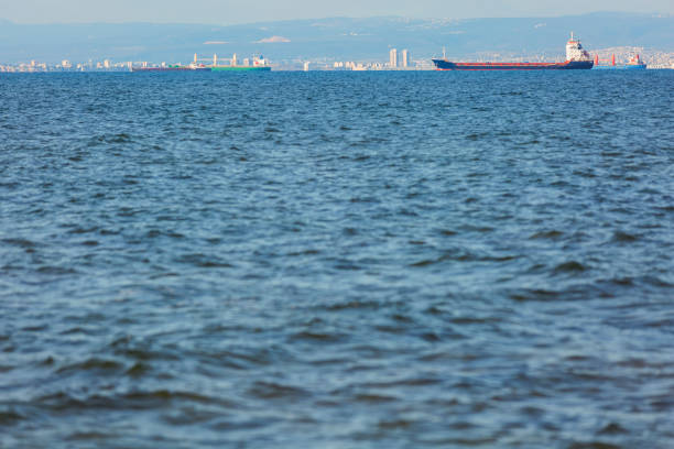 istock Tanker sailing out of Commercial Dock 1081436552