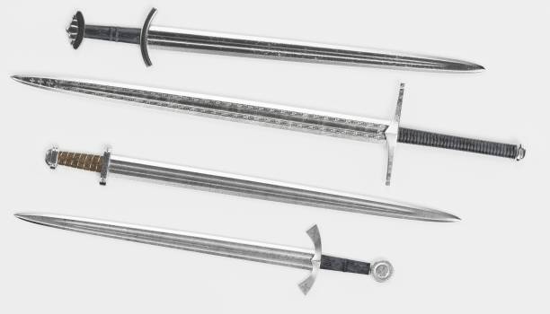 istock Realistic 3d Render of Viking Swords 1081438618