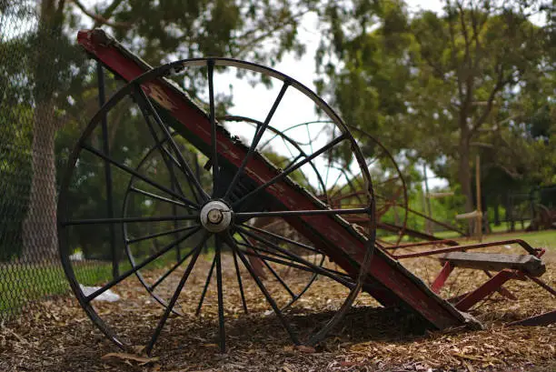 Photo of Old abandoned farm machinery frame