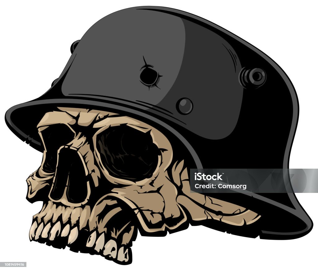 Skull in a Nazi helmet. German Culture stock vector