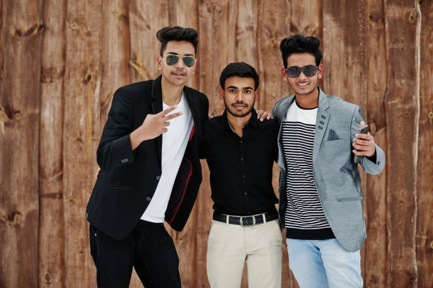 istock Group of three casual young indian mans 1081467972