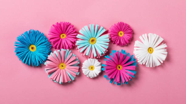 Flowers from paper. Decorative background.
