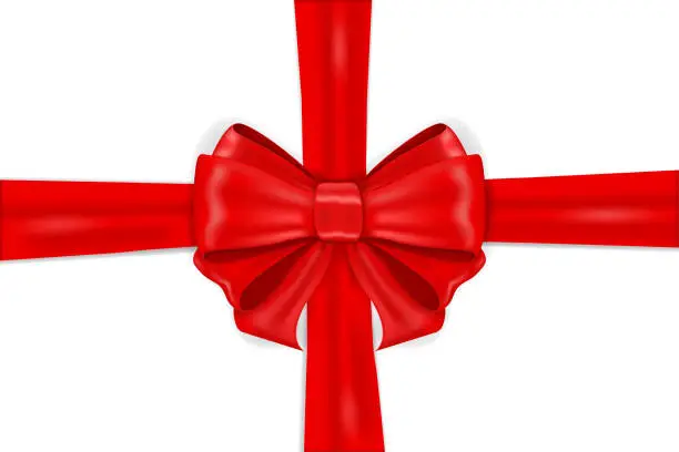 Vector illustration of Red ribbon bow wrapping