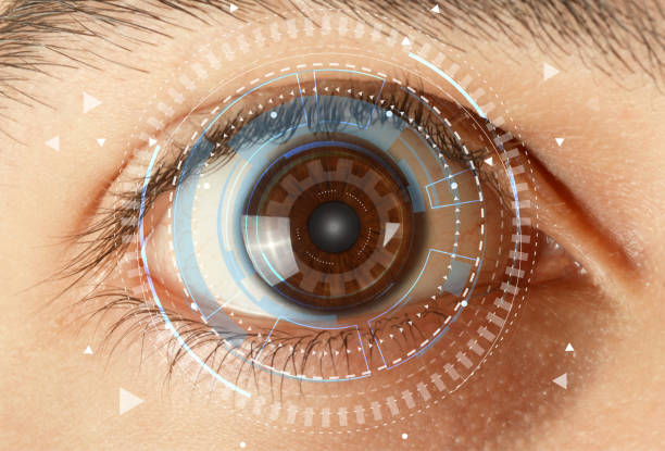 sistema de reconhecimento de íris - surveillance human eye security privacy - fotografias e filmes do acervo