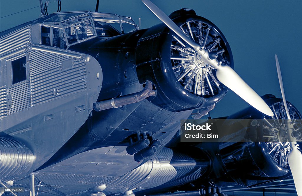 Vintage Airplane at Night  Air Vehicle Stock Photo