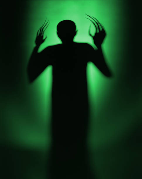 Halloween Spooky Green Alien Vampire stock photo