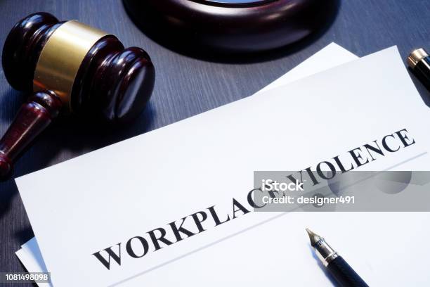 Document About Workplace Violence In A Court Stock Photo - Download Image Now - Violence, Place of Work, Office
