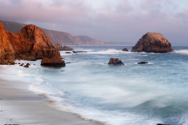 costa nazionale di point reyes con costa rocciosa - northern california point reyes national seashore california coastline foto e immagini stock