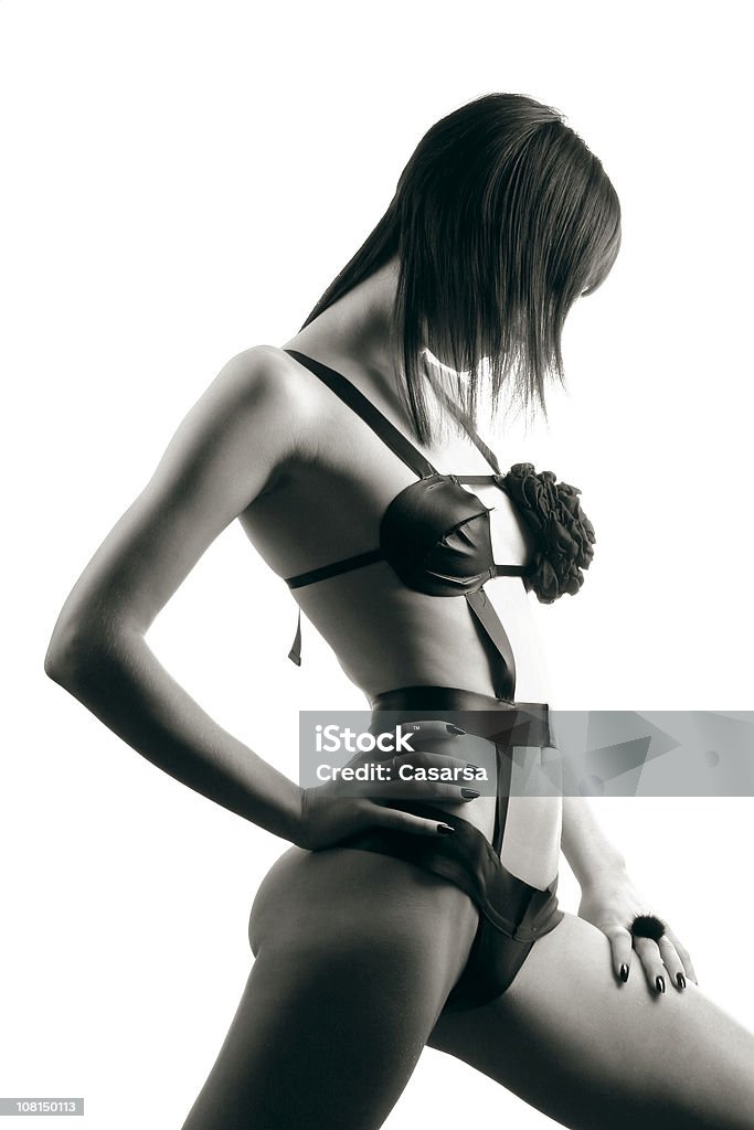 Retrato de jovem mulher vestindo Body, preto e branco - Royalty-free Adulto Foto de stock