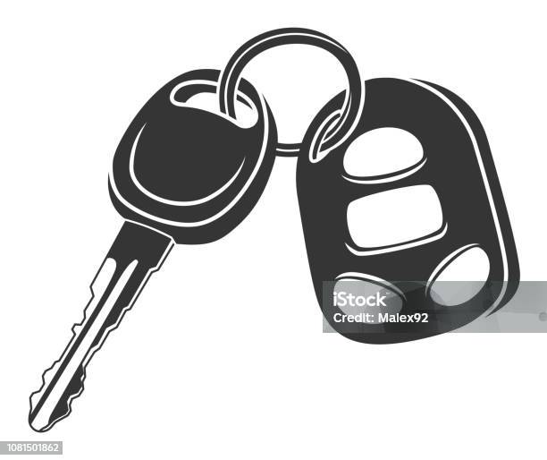 Monochrome Car Key Stock Illustration - Download Image Now - Car Key, Car, Key