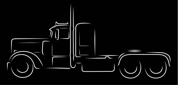ilustrações, clipart, desenhos animados e ícones de silhueta de caminhão semi - truck semi truck silhouette vector