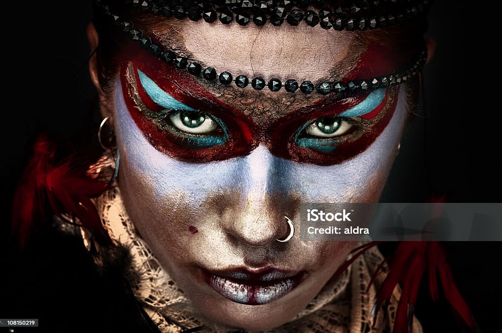 Retrato de jovem com Tinta Facial Maquilhagem - Royalty-free Representação Teatral Foto de stock