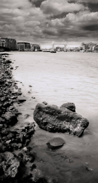 istock View of River Thames With Tower Bridge, Black and White 108150227