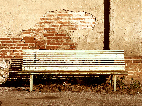 Old weathered bench at the park