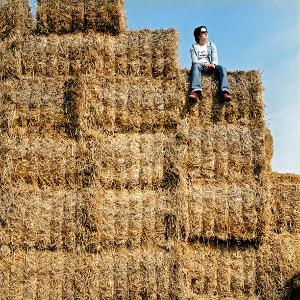 girl relaxing on the hayloft