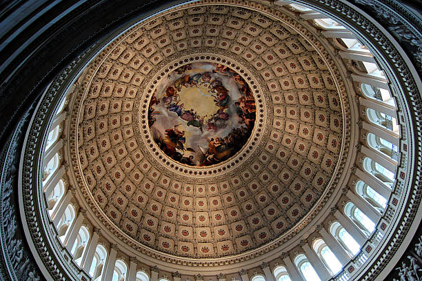 Mural on the Ceiling of US Congress Dome stock photo