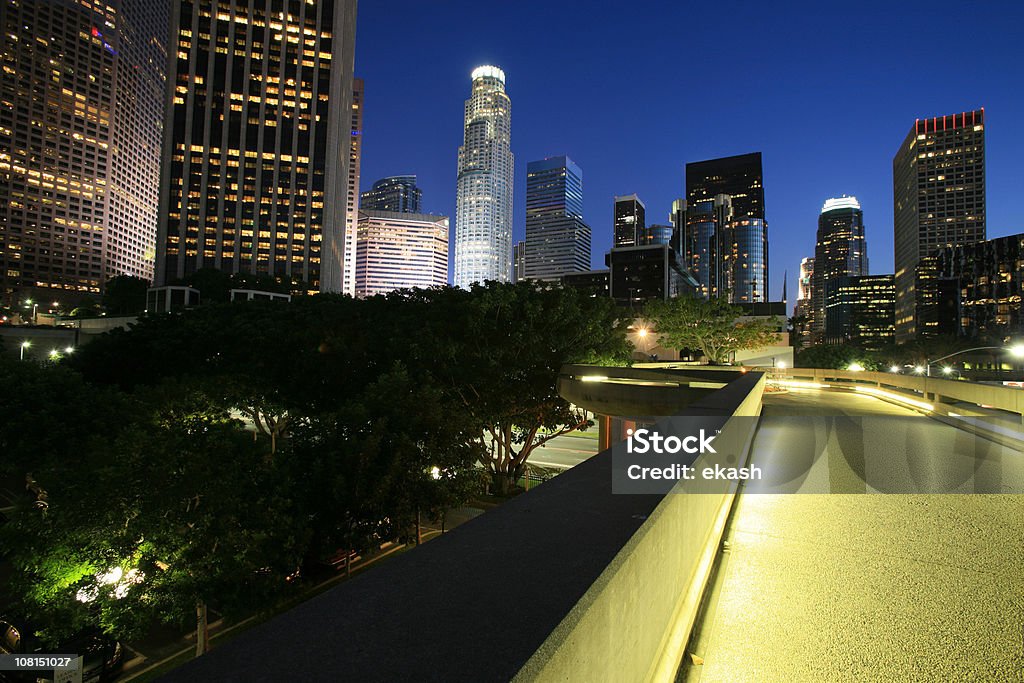 Downtown Los Angeles Skyline at Night  Hollywood - California Stock Photo