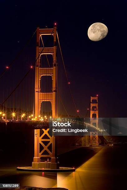 Golden Gate Bridge Санфранциско Moonlight — стоковые фотографии и другие картинки Американская культура - Американская культура, Архитектура, Без людей