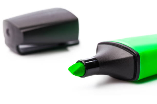 colour highlighter isolated over a white background, close up plan